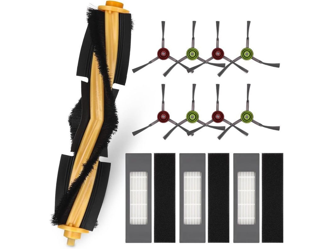 Acessórios de escova e filtro para Ecovacs Deebot T8 T5: 1 escova principal, 3 filtros HEPA, 8 escovas laterais S/MARCA