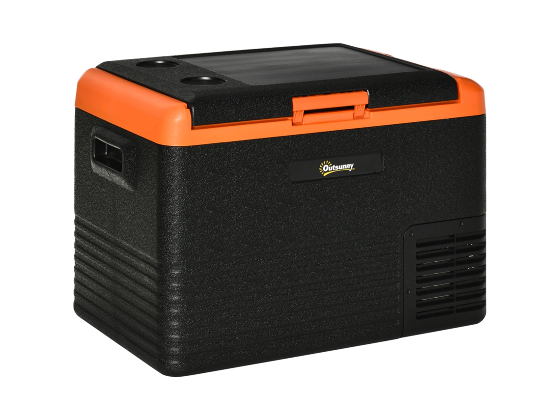 Geleira Portátil Pp E Pe Cor Preto E Laranja 58,7x36,5x43,8 Cm Outsunny