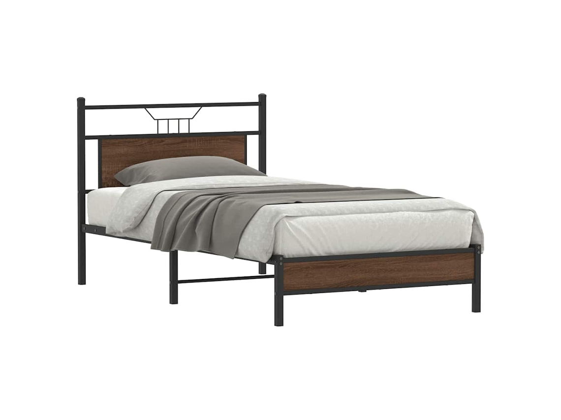 Vidaxl Estrutura Cama S/ Colchão Derivados Madeira Carvalho Castanho