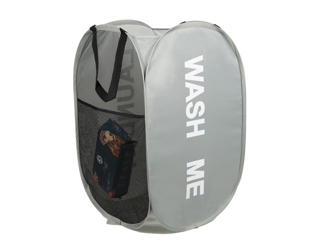 Cesto de roupa portátil com elástico duplo e tecido respirável, ideal para dormitórios estudantis e banheiros.