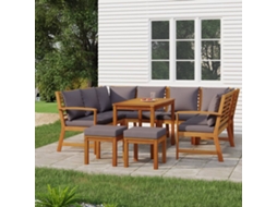 Vidaxl 9 Pcs Conjunto De Jantar P/ Jardim C/ Almofadões Acácia Maciça