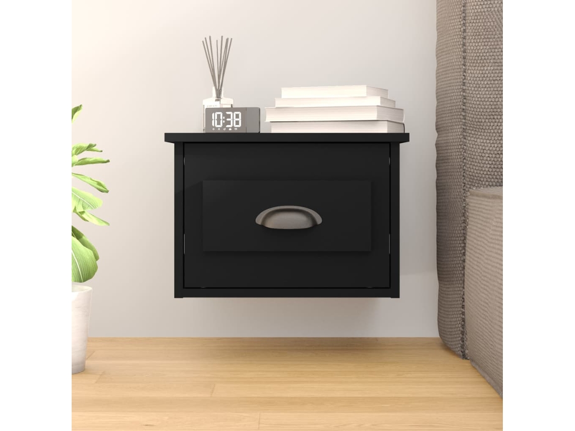 Vidaxl Mesa De Cabeceira De Parede 41,5x36x28 Cm Preto