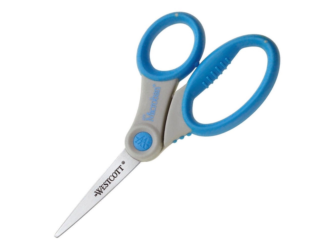 Tesoura WESTCOTT Soft Grip Microban (Cinzento e Azul - 15,5cm)