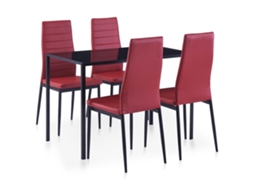 Dining Table And Chair, Dining Tables And Chairs Vidaxl Vermelho Metal