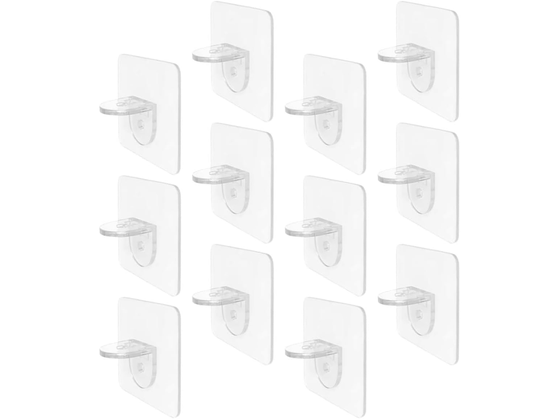 Kit De 12 Presilhas De Prateleira Versáteis E Portáteis Em Abs Para Armários De Cozinha E Guarda-roupas, Com Design