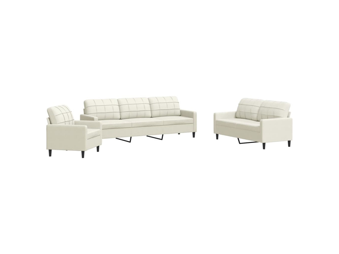 Sofa Set, Sofa Sets Vidaxl Creme Veludo (n/a)