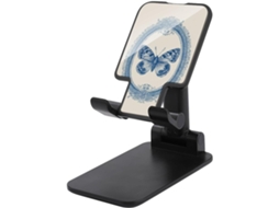 Suporte Dobrável E Ajustável Para Celular Com Moldura De Renda Estampa Vintage Borboletas Azuis