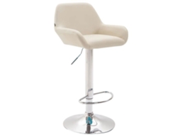 Banco De Bar Magnieu Chrom Leather Faux Com Braços Altura Ajustável Bege Clp (creme)