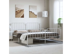Vidaxl Estrutura De Cama Com Cabeceira E Pés 183x213 Cm Metal Branco