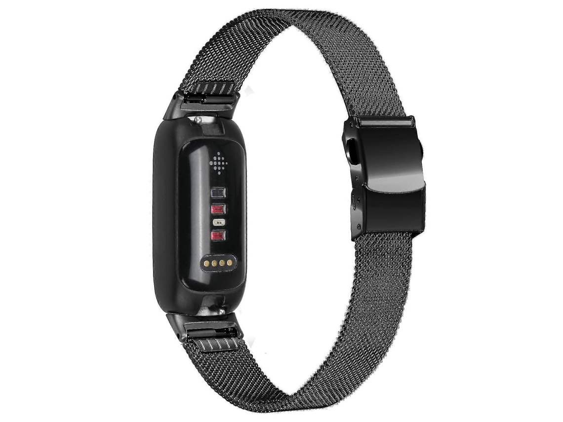 Compatível com pulseira de relógio inteligente Fitbit Inspire 3, pulseira de laço milanês, pulseira de substituição de aço inoxidável com fivela preta Ly Ebike
