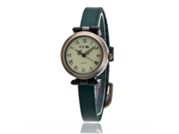 Relógio de Pulso Feminino de Moda com Pulseira de Couro Pu e Números Romanos (verde)