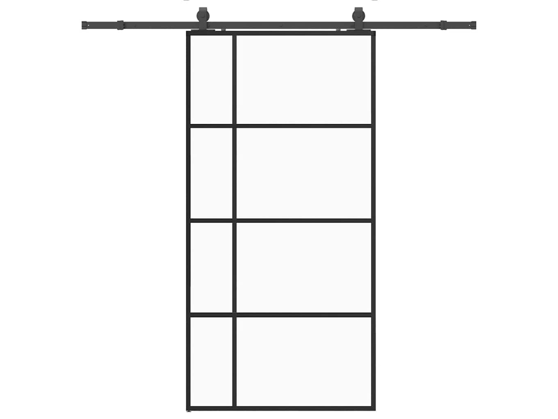 Porta Deslizante com Ferragens 102,5x205 cm Vidro Preto MAISON EXCLUSIVE