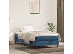Cama Com Molas/colchão 90x200 Cm Veludo Azul-escuro