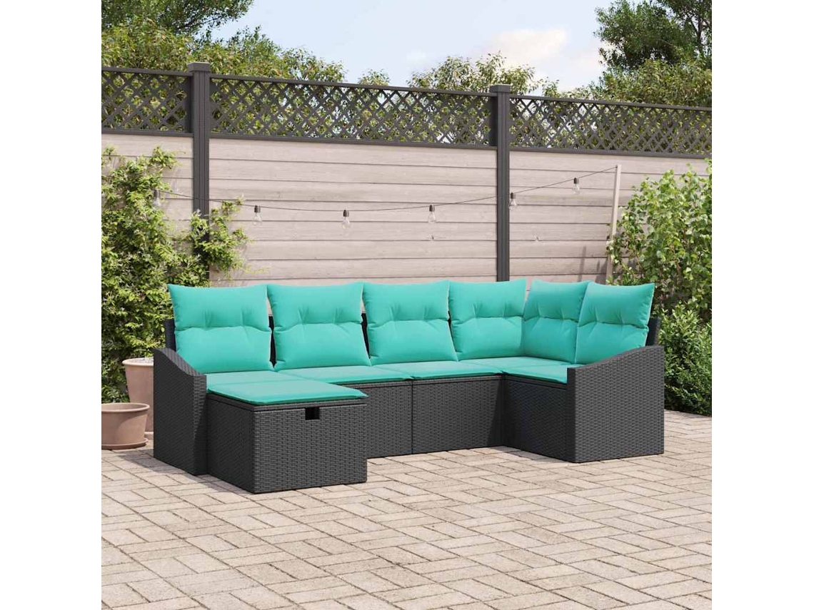 Vidaxl Conjunto De Sofás 6 Unid. Preto Vime Pe