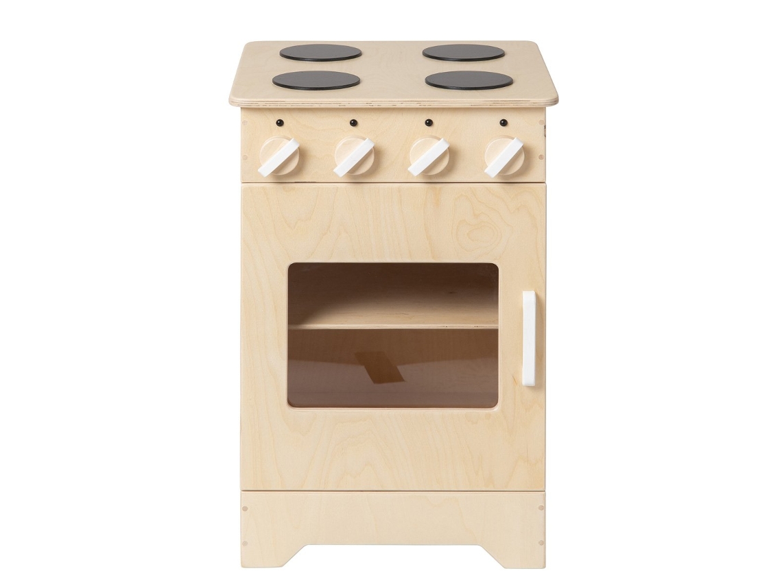 Cozinha/fogão De Brinquedo De Madeira Van Dijk Toys Natural Com Detalhes Em Branco Pertina (qualidade Para Crianças)