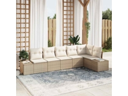 Vidaxl Conjunto De Sofá De Jardim 6 Unid. Bege E Creme Vime Pe