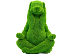 Estatueta de Coelho Inoomp em Resina Verde Aveludada, Estátua de Coelho da Páscoa Sentado para Decoração de Jardim e CHABERLU