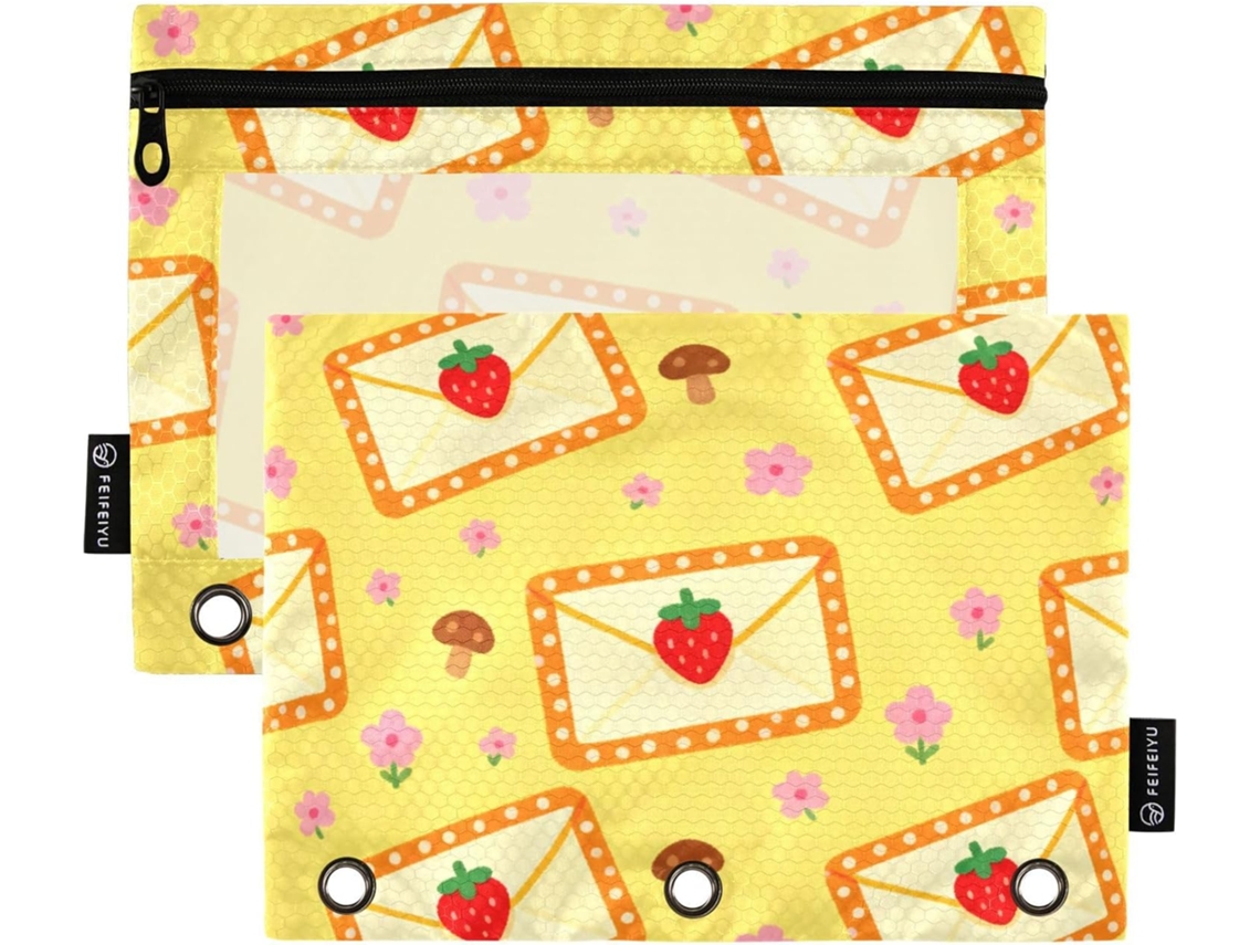 Bolsa Amarela Romântica Com Argola Envelope E Janela Transparente Em Várias Cores, 3 Pastas Material De