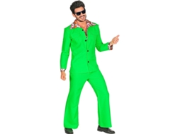 Fato de discoteca masculino verde néon dos anos 70