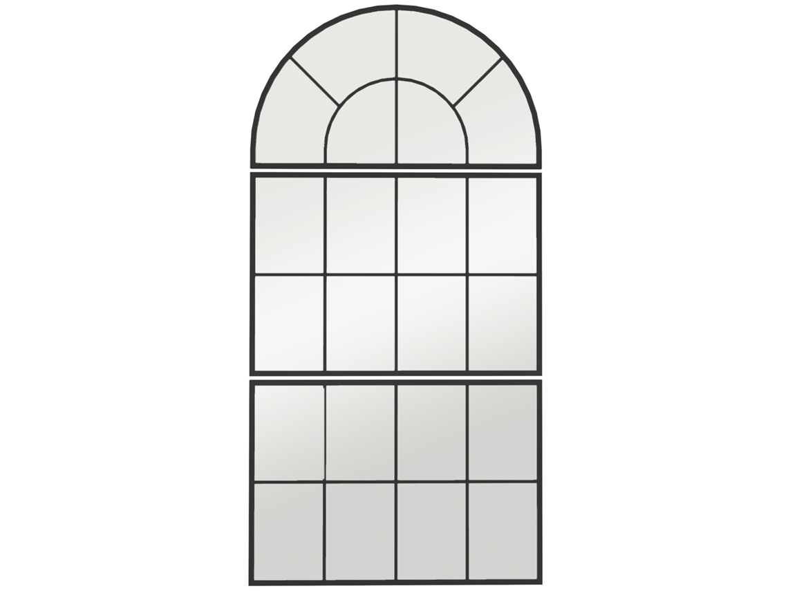 3 Espelhos Arqueado Metal Preto Janela Banheiro VELTRIX