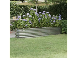 Vidaxl Canteiro Elevado Jardim 224x40x36cm Aço Galvanizado Prateado