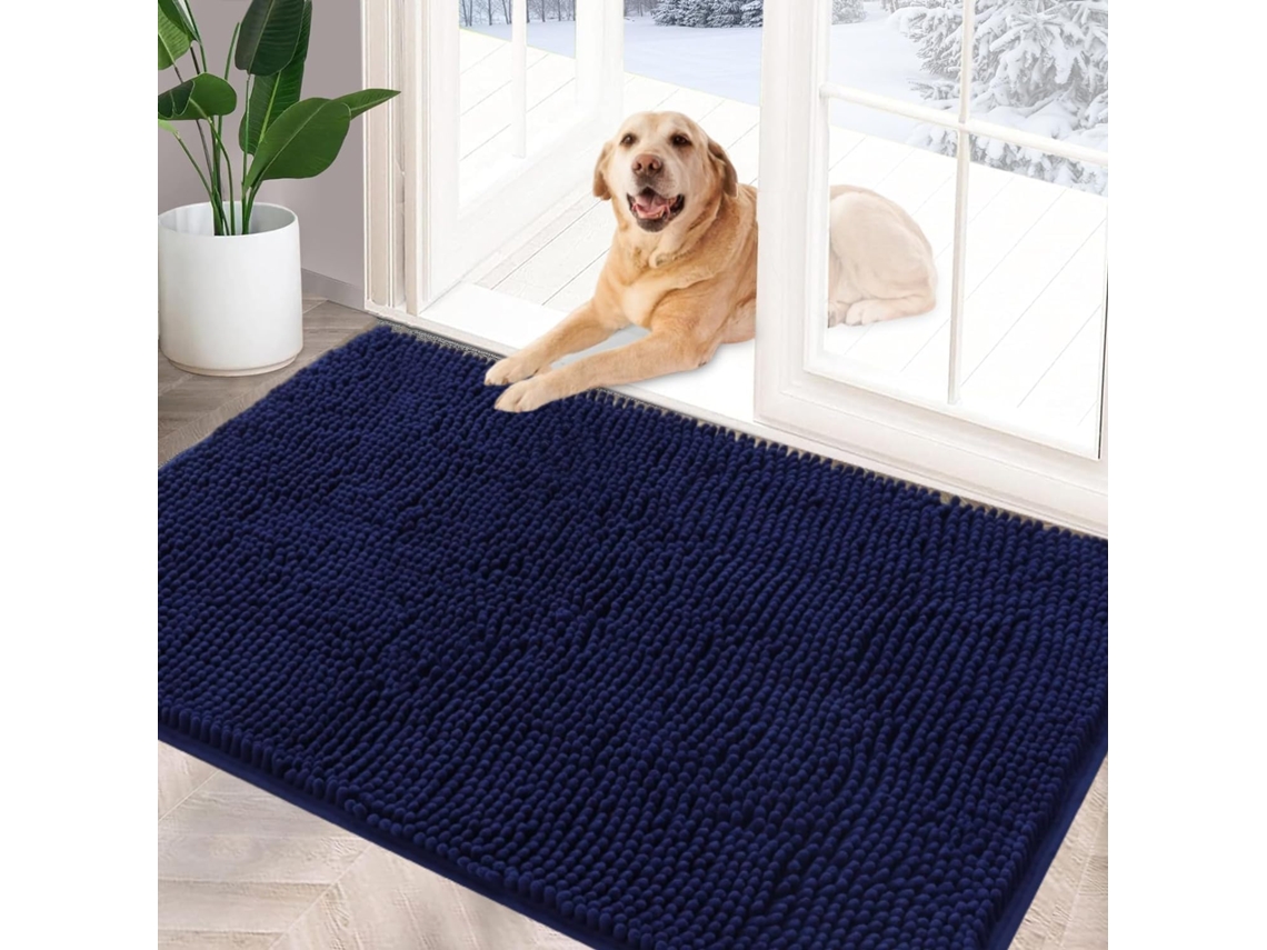 Tapete De Chenilla Absorvente, 50x80 Cm, Azul.