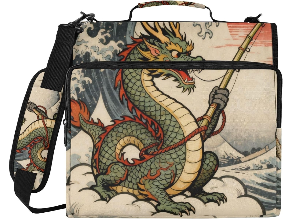 Massa japonesa de 3 anéis com tâmaras, grande capacidade, ideal para documentos e arquivos.