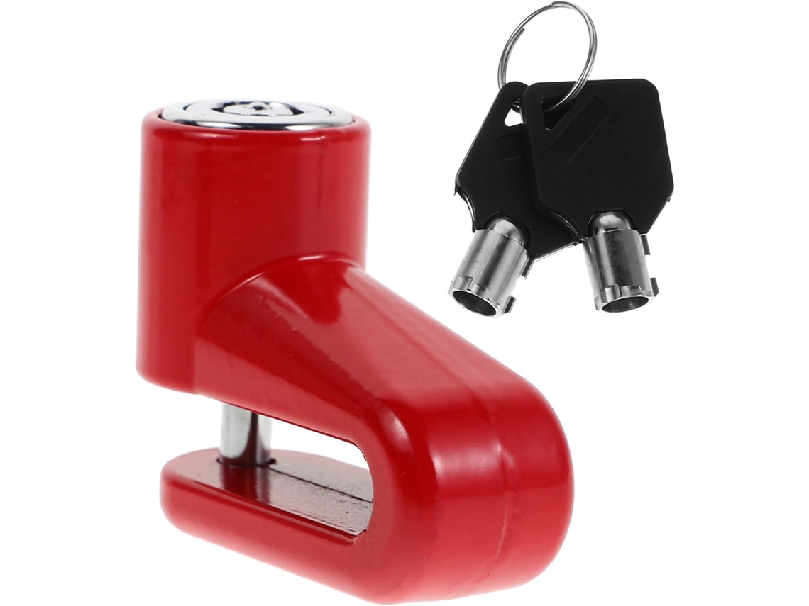 Cadeado De Freio Portátil Vermelho Para Motocicleta Com Alarme, Fácil De Instalar, Para Bicicletas.