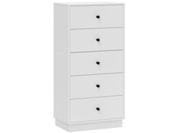 Cómoda Aparadora com 5 Gavetas, em Painel de Madeira, Estilo Moderno, 47 X 29 X 95 Cm, Branca ZIWEI STORE