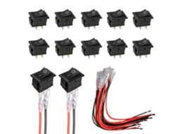 Conjunto De 10 Mini Interruptores Alavanca Bipolares Com Cabo, Na Cor Preta