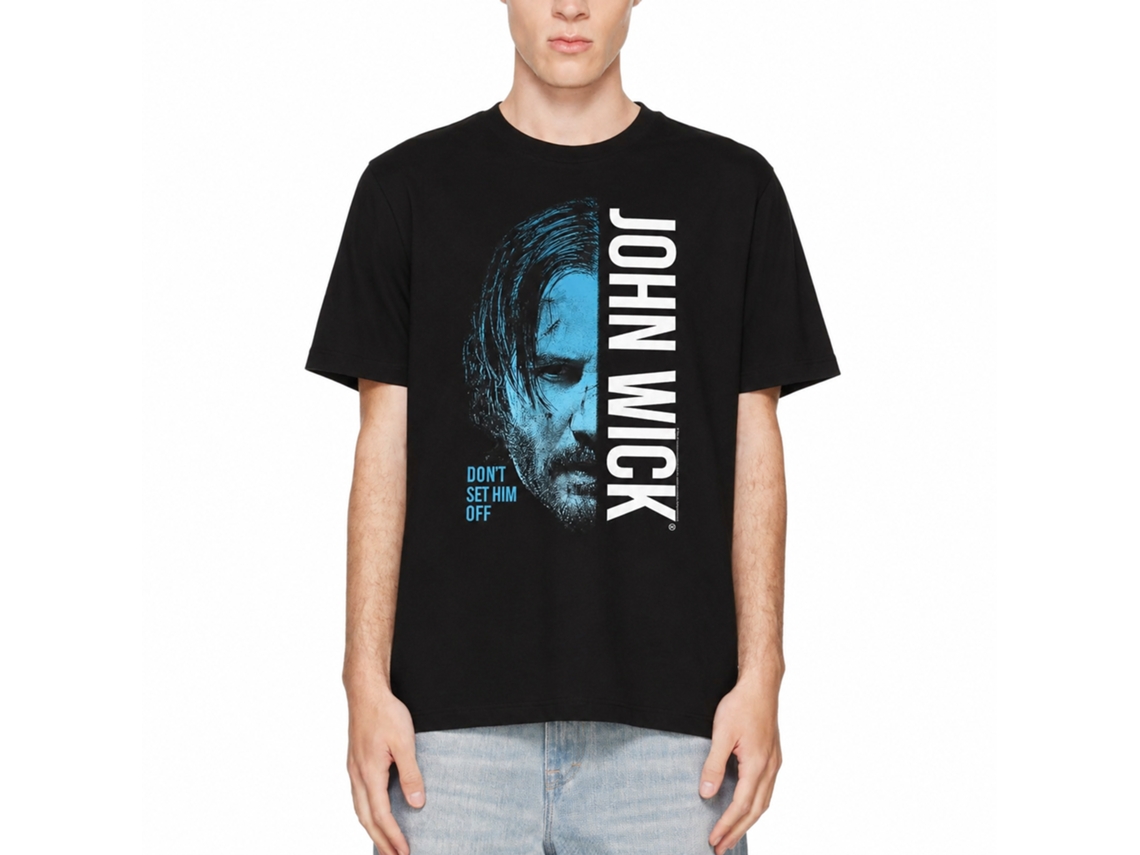 Rockinstone John Wick Half Face Black Adult T-shirt Size:s