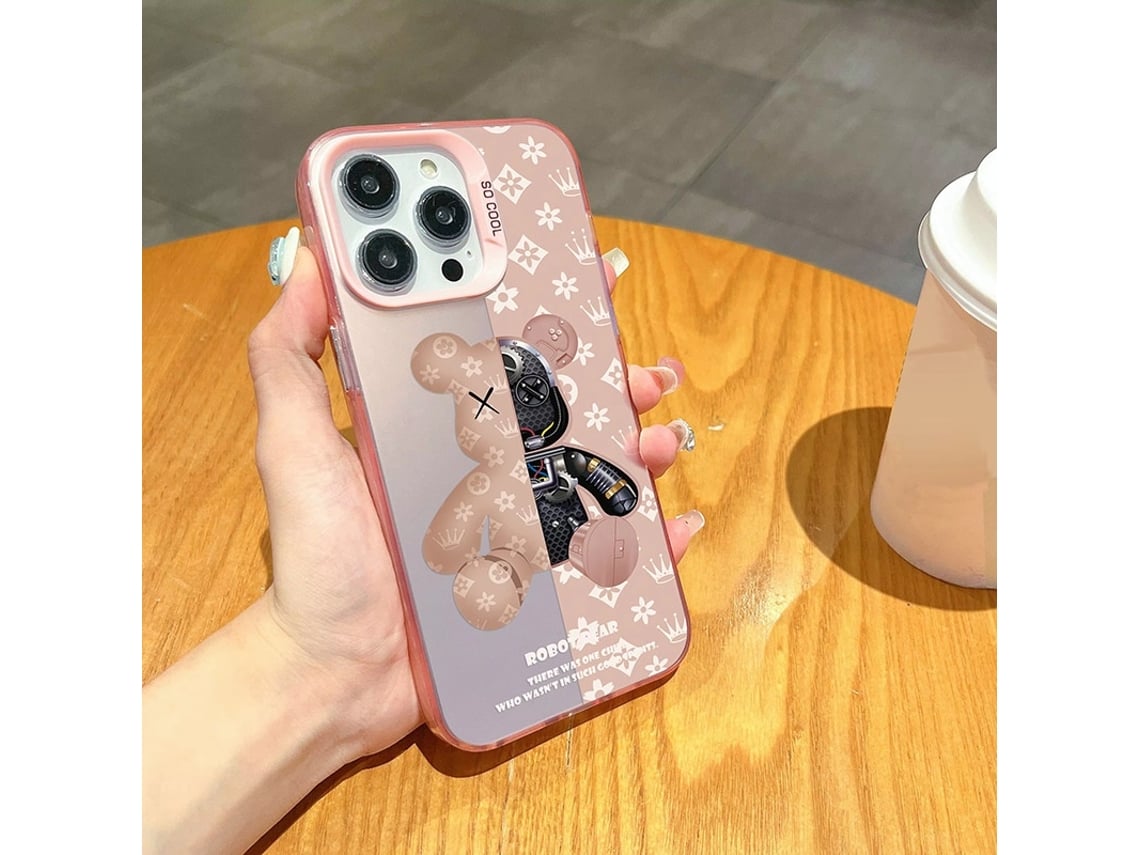 Capa Para Iphone 17 Pro Com Estampa De Urso Mecânico A Laser H405p8 Rosa, Da Marca Trendy.