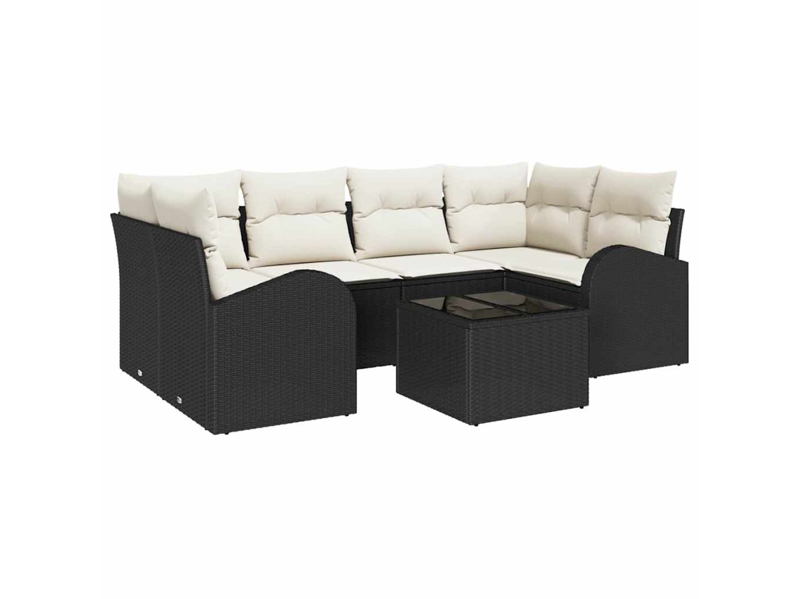 Maison Exclusive - Conjunto De Sofá De Jardim Com Almofada 7 Pcs Preto E Creme