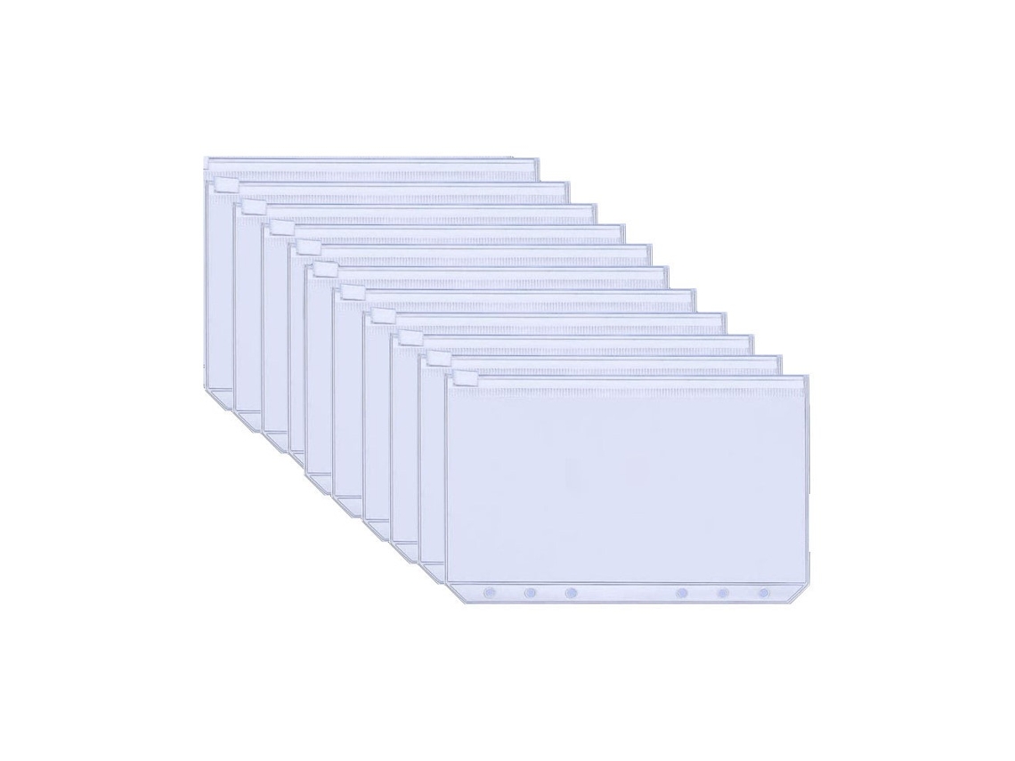 Pastas Plásticas Transparentes para Fichários A6 com 6 Argolas, Pacote com 12 Unidades BRILVIBERA