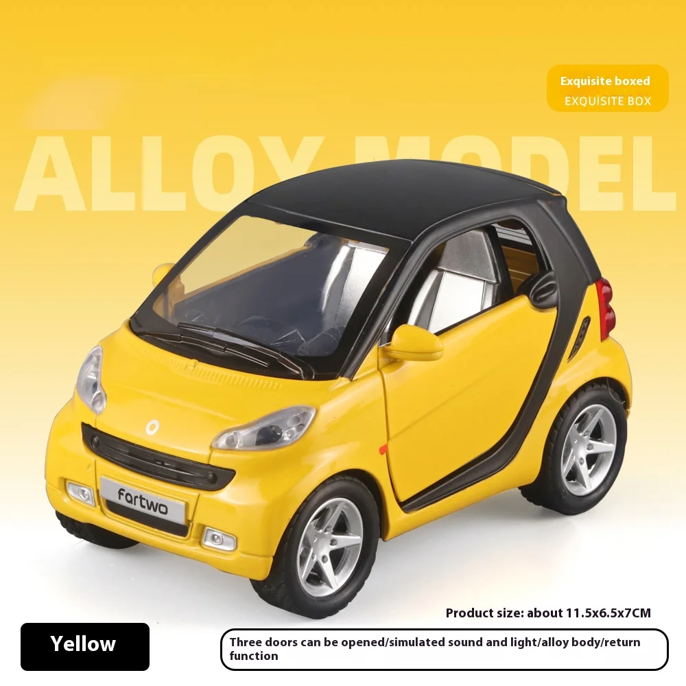 (amarelo) Miniatura De Carro Infantil Em Liga Metálica, Escala 1:32, Com Efeitos Sonoros E Luminosos Simulados E Portas Que Podem Ser Abertas.