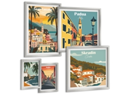 Quadros Decorativos Para Parede Dentes-de-leão Com Gotas De Água Moldura Prateada Quadros Para O Escritório Espelharte (conjunto De 5 Imagens)