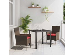 Vidaxl Conjunto de Mesa e Cadeiras 3 Pcs Castanho Rattan de Pe