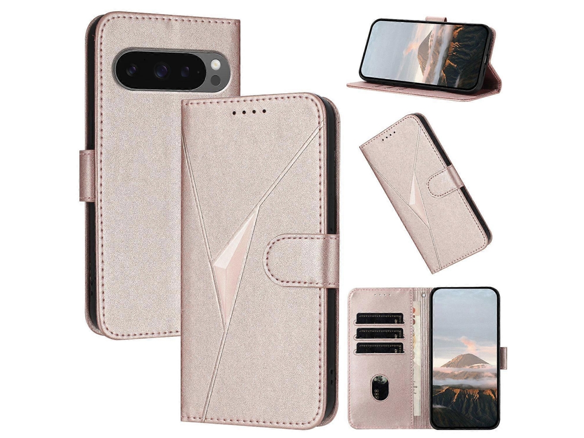 Capa De Couro Para Celular Com Fecho De Fivela E Padrão Triangular
