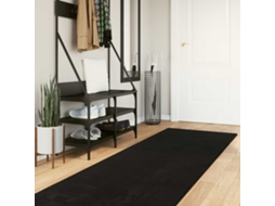 Vidaxl Tapete De Pile Médio, Macio E Lavável Huarte Preto 500 X 80 Cm