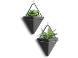 2 Macetas de Parede Triangulares, con Marco de Metal, para Plantas de Interior, Decoración Moderna S/MARCA