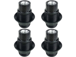 Rebe soporte para Lâmpada E14 Preto, 4 Peças, Substrato de Bakélite, Resistente Ao Calor, Ideal para Lâmpadas Diy e Decoração Residencial