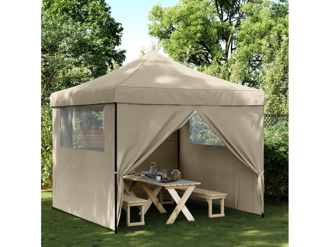 Vidaxl Tenda P/ Festas Pop-up Dobrável C/ 4 Paredes Cinza-acastanhado
