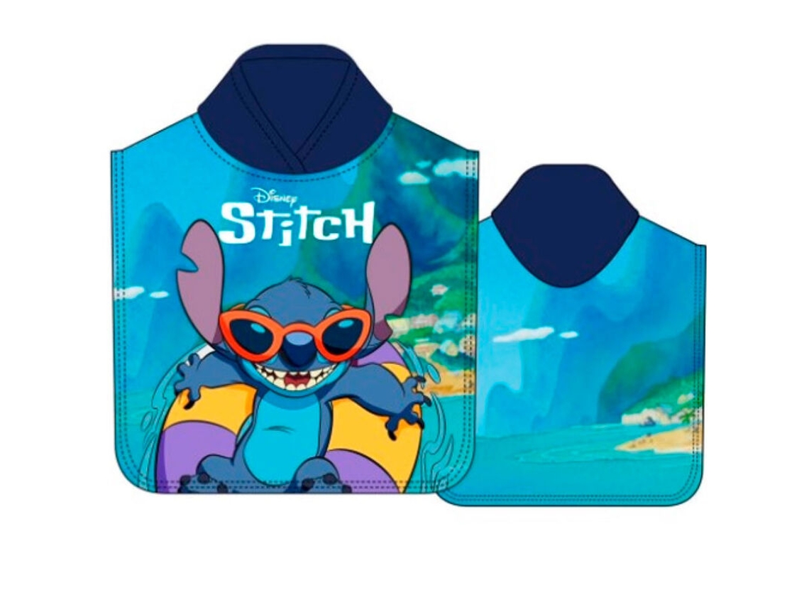 Toalha Poncho Em Microfibra Disney Stitch