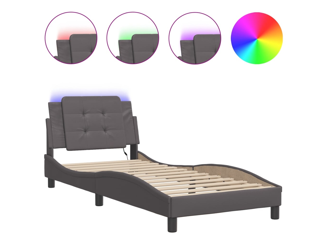 Bed Frame, Bed Frames Vidaxl Cinzeto Couro Artificial (100 X 200 Cm)
