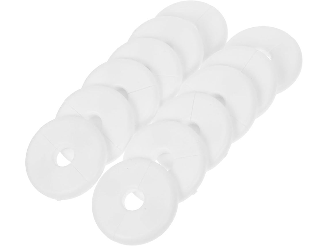 Conjunto De 12 Peças De Flanges Autoadesivas Redondas De 10 Mm Para Tubos, Em Abs Branco.
