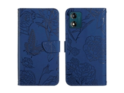 Capa De Celular Flip Em Couro Sintético Com Textura De Borboleta Para Motorola Moto E13 4g Ht03