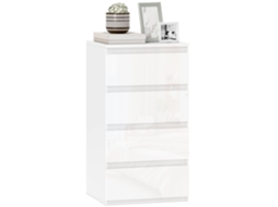 Cômoda Slim 4 Gavetas Brilhantes Branco para Quarto BTFORUS