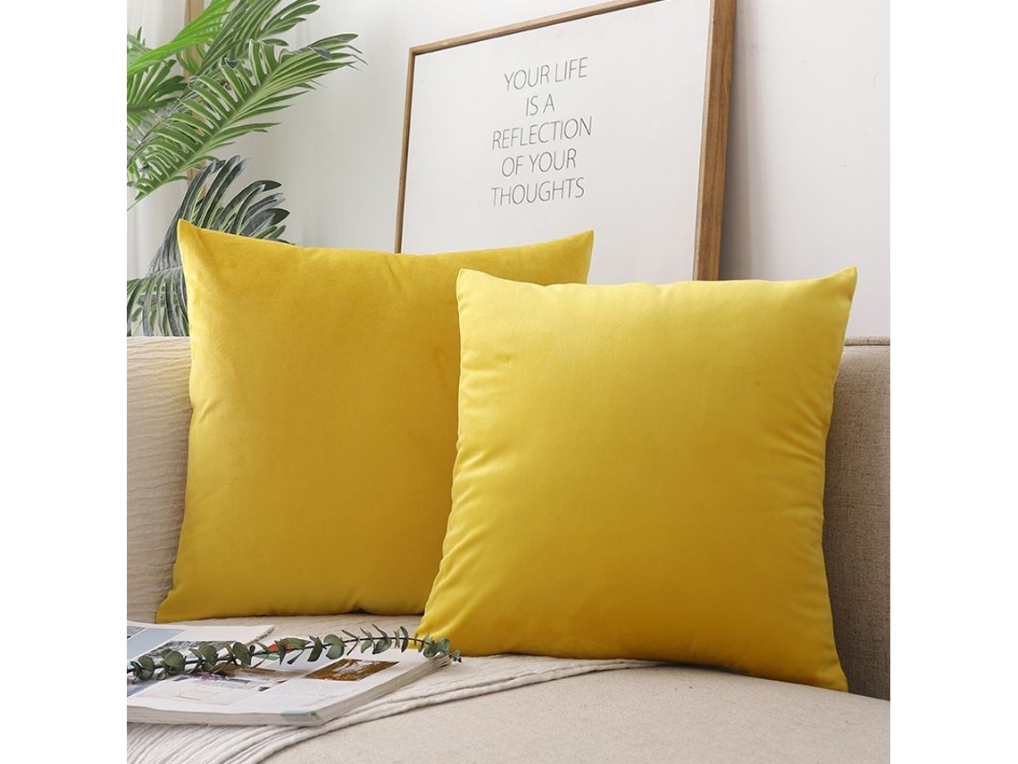 Rebe funda de Almofada Quadrada de Veludo Suave, Cor Sólida, 40x40 Cm, Decorativa, Antirrugas, Sem Recheio, Amarelo Perfume