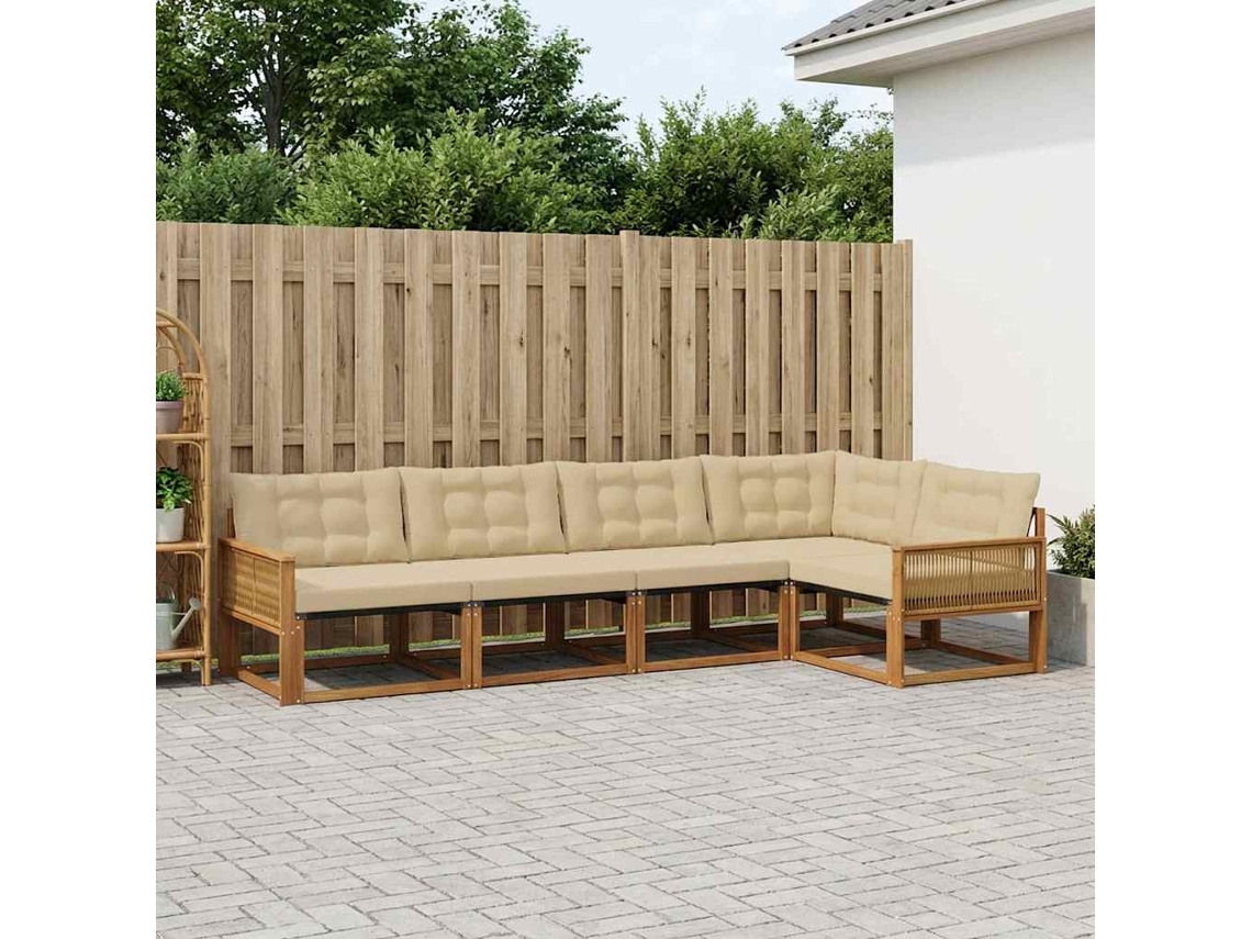 Vidaxl Conjunto De Sofás Para Exterior 5 Unid. Natural E Bege