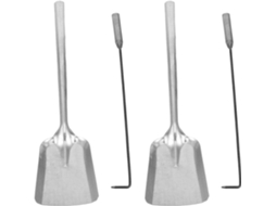 Conjunto de Acessórios para Lareira GARNECK 4 Peças em Metal Prateado, Pá Cinzas e Atiçador
